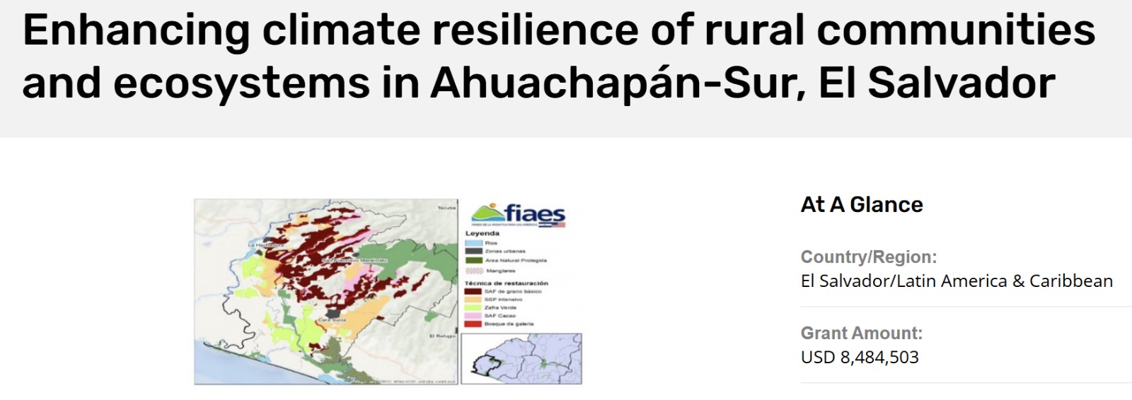 Fortalecimiento de la resiliencia climática de comunidades rurales y ecosistemas en Ahuachapán Sur, El Salvador