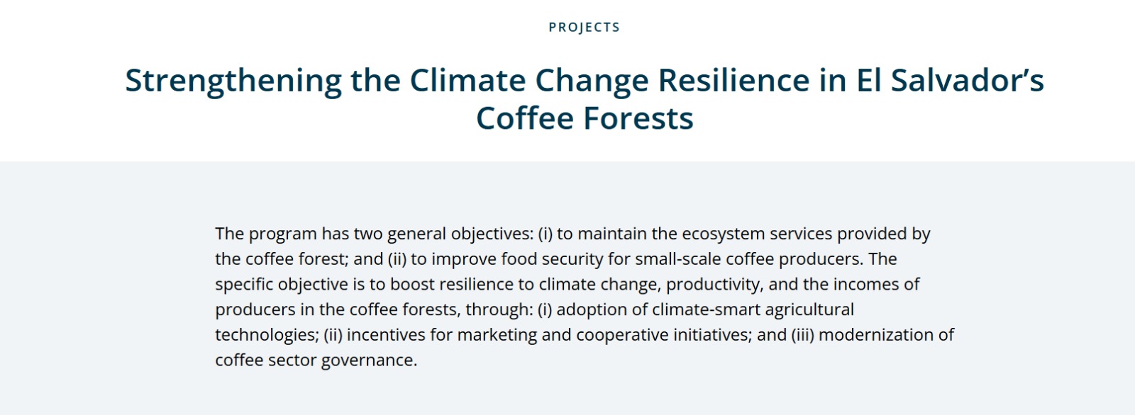 Fortalecimiento de la resiliencia al cambio climático en los bosques cafetaleros de El Salvador