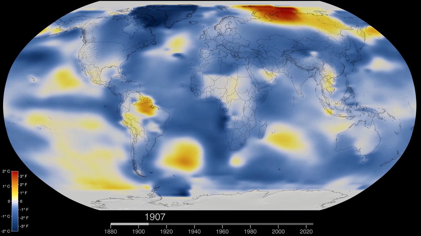 Anomalías de la temperatura global de 1880 a 2024